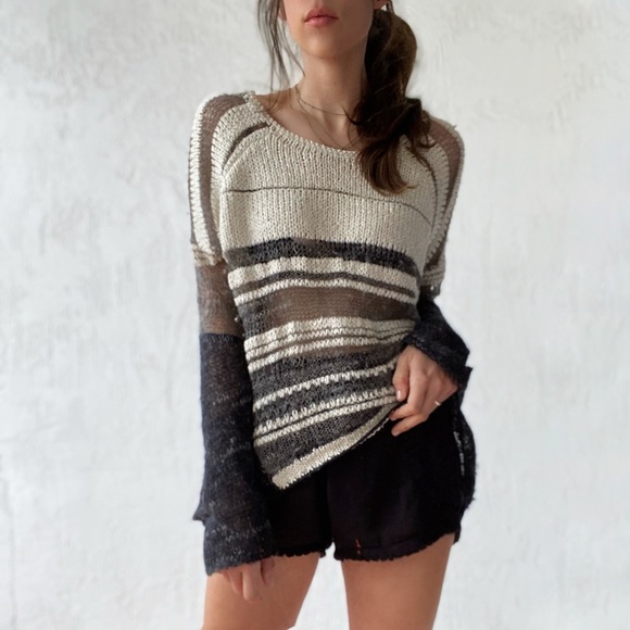 Helmut Lang Sweaters - Helmut Lang Open Knit Silk & Alpaca Sweater